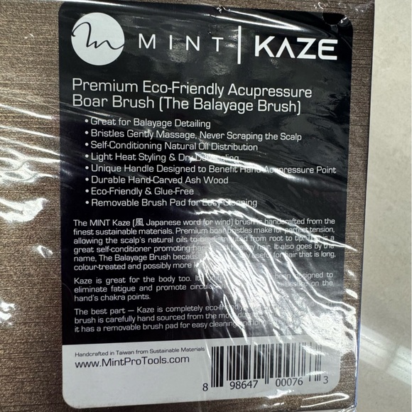 Mint Kaze brush paddle brush boar hair Eco-Friendly Acupressure Brush brand new - Picture 2 of 4